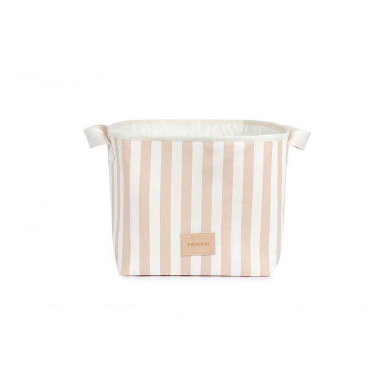 nobodinoz Django Toy Basket Taupe Stripes/Natural