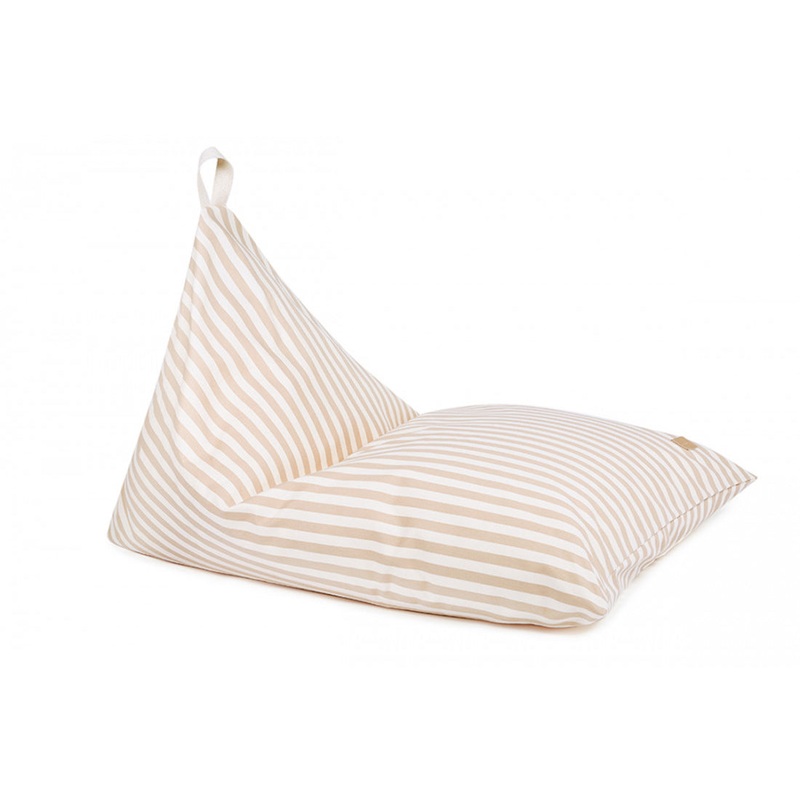 nobodinoz Essaouira Twill Beanbag Taupe Stripes/Natural