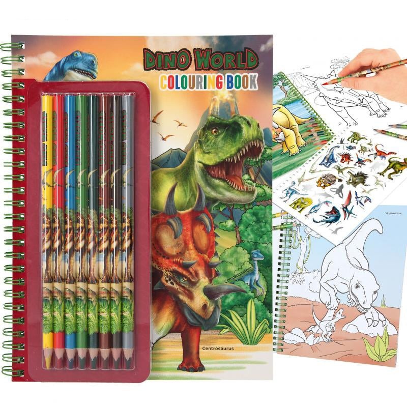 Depesche Dino World Colouring Book with Coloured Pencils
