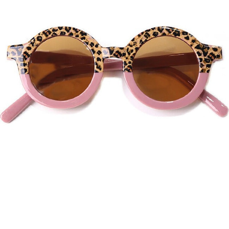 My Little Sunnies Round Two Tone Sunglasses Dusty Rose Cheetah Matte