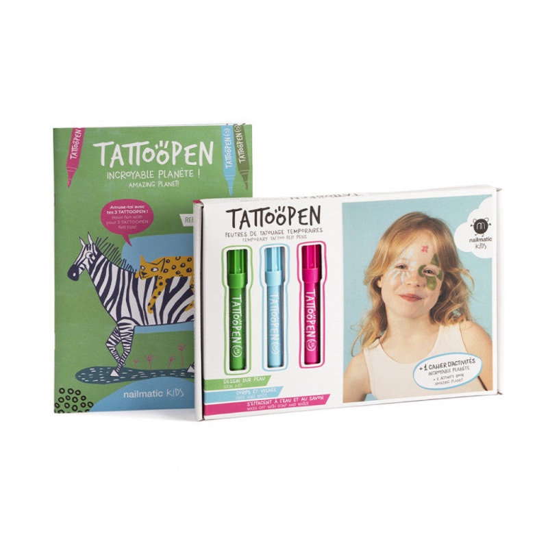 Nailmatic Tattoopen Set Amazing Planet - Green Blue Pink