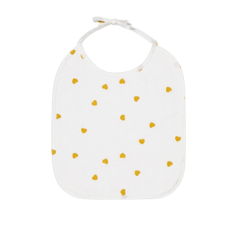 Rose in April Anna Printed Bib Mustard Heart Light Pink