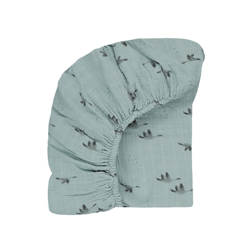 Rose in April Fitted Sheet Goose Olivia Print Blue