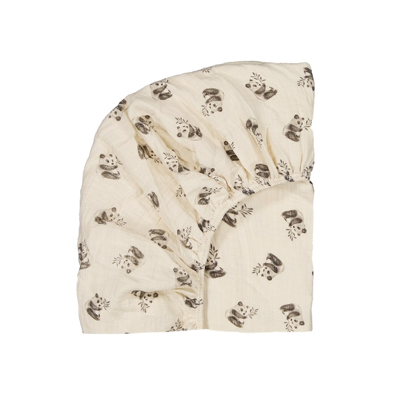 Rose in April Fitted Sheet Panda Olivia Print Natural