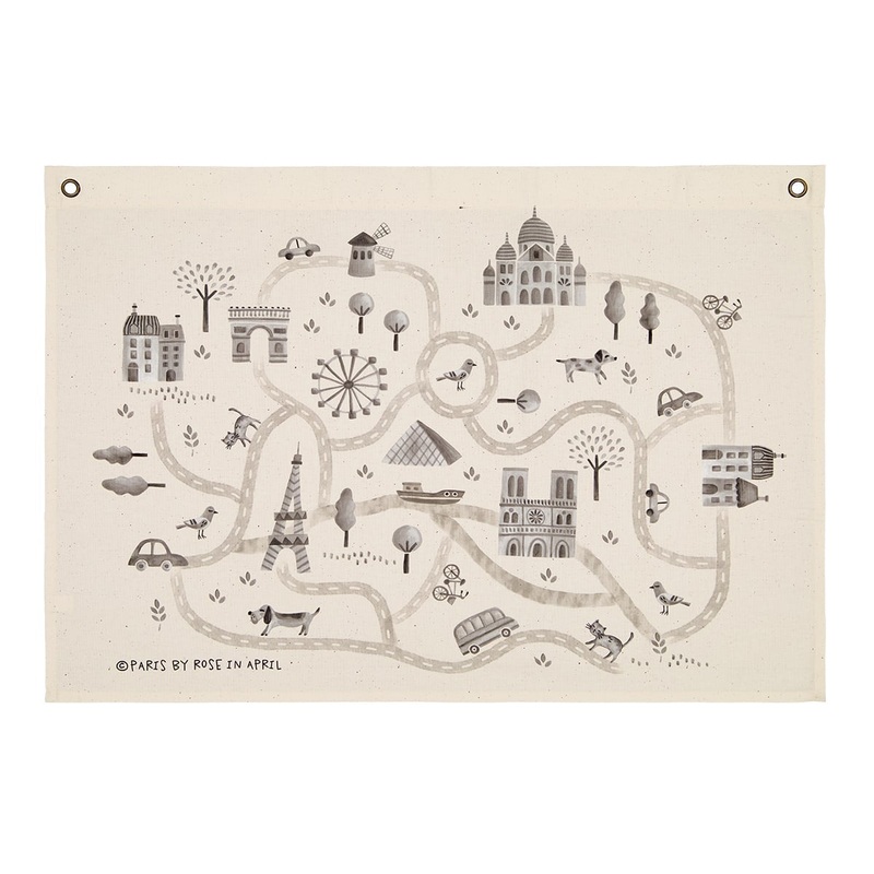 Rose in April Paris By Rose in April Printed Paris Map on Canvas