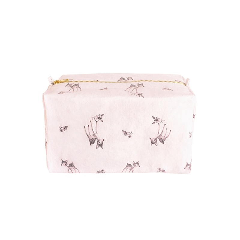 Rose in April Toilet Bag Fawn Print Pink