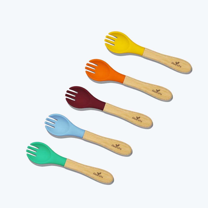 Avanchy Bamboo Baby Forks - Pack of 5 - Blue (6m+)
