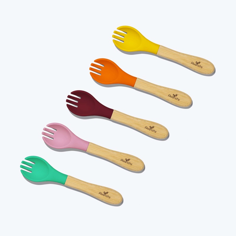Avanchy Bamboo Baby Forks - Pack of 5 - Pink (6m+)