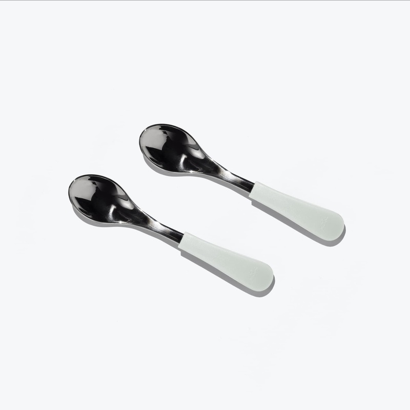 Avanchy Stainless Steel Baby Spoons - Pack of 2 - White