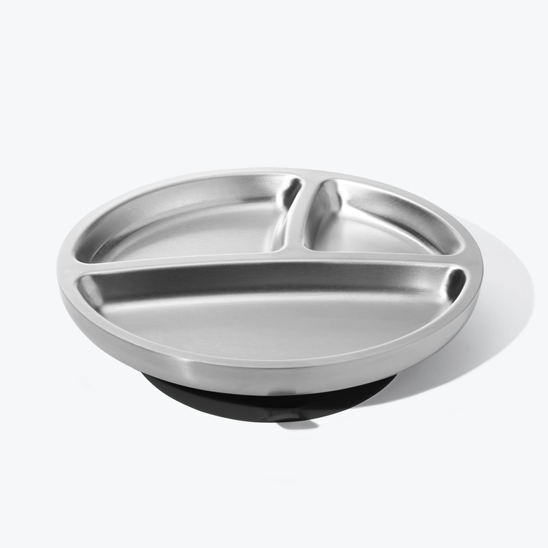Avanchy Stainless Steel Suction Toddler Plate - Black