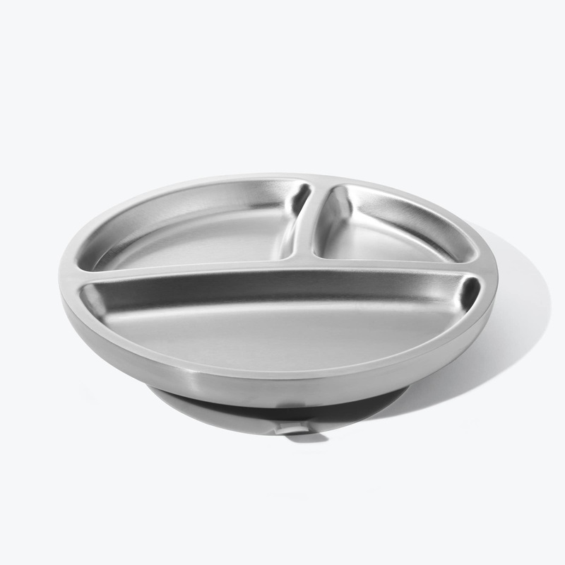 Avanchy Stainless Steel Suction Toddler Plate - Grey