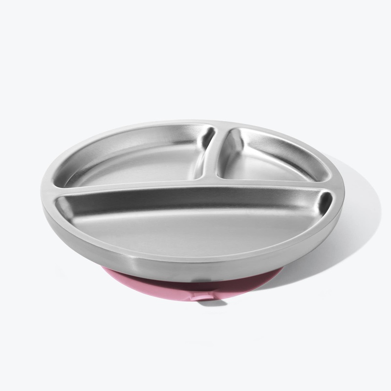 Avanchy Stainless Steel Suction Toddler Plate - Pink