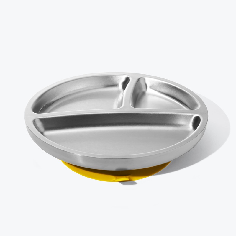 Avanchy Stainless Steel Suction Toddler Plate - Yellow