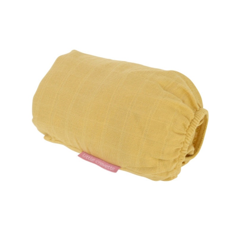 Little Crevette Cotton Gauze Fitted Sheet Mustard