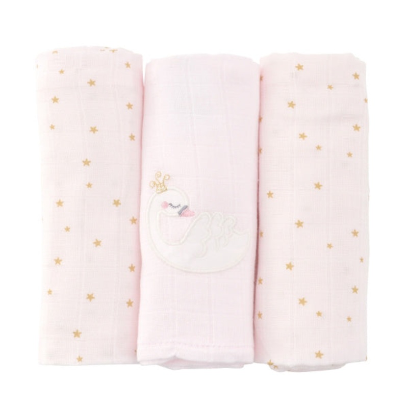 Little Crevette Set of 3 Swaddles Princesse Swan