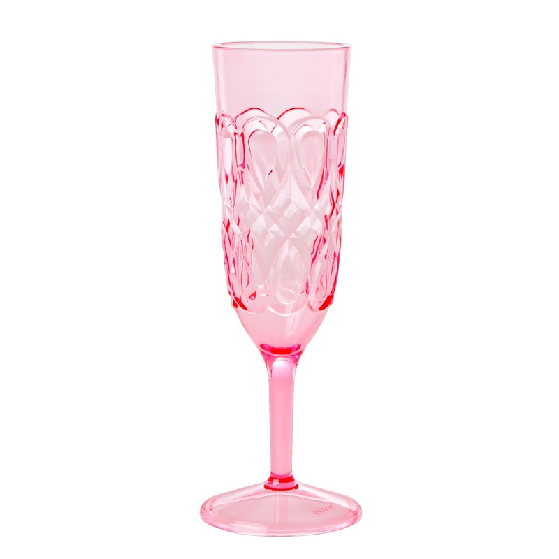 Rice DK Acrylic Champagne Glass with Swirly Embossed Detail Pink