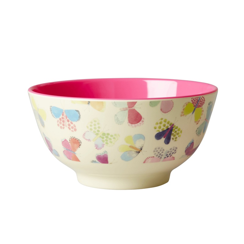 Rice DK Melamine Bowl with Butterfly Print Two Tone Medium