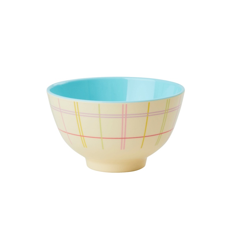 Rice DK Melamine Bowl with Multicolored Check Print - Two Tone - Small