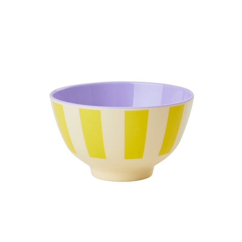 Rice DK Melamine Bowl with Yellow Stripes Print - Two Tone - Small