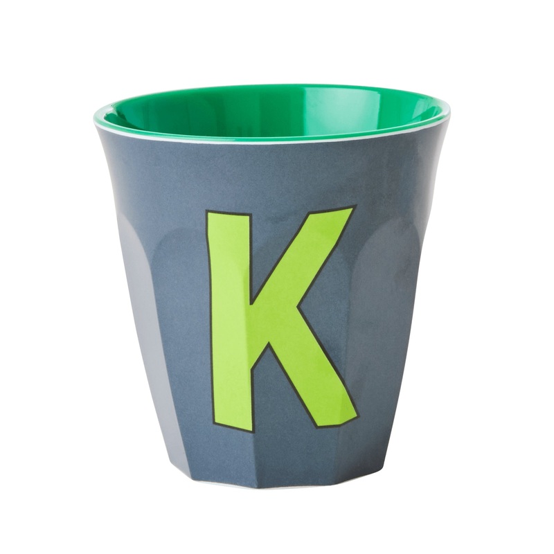 Rice DK Melamine Cup With The Letter K - Dark Grey - Two Tone - Medium