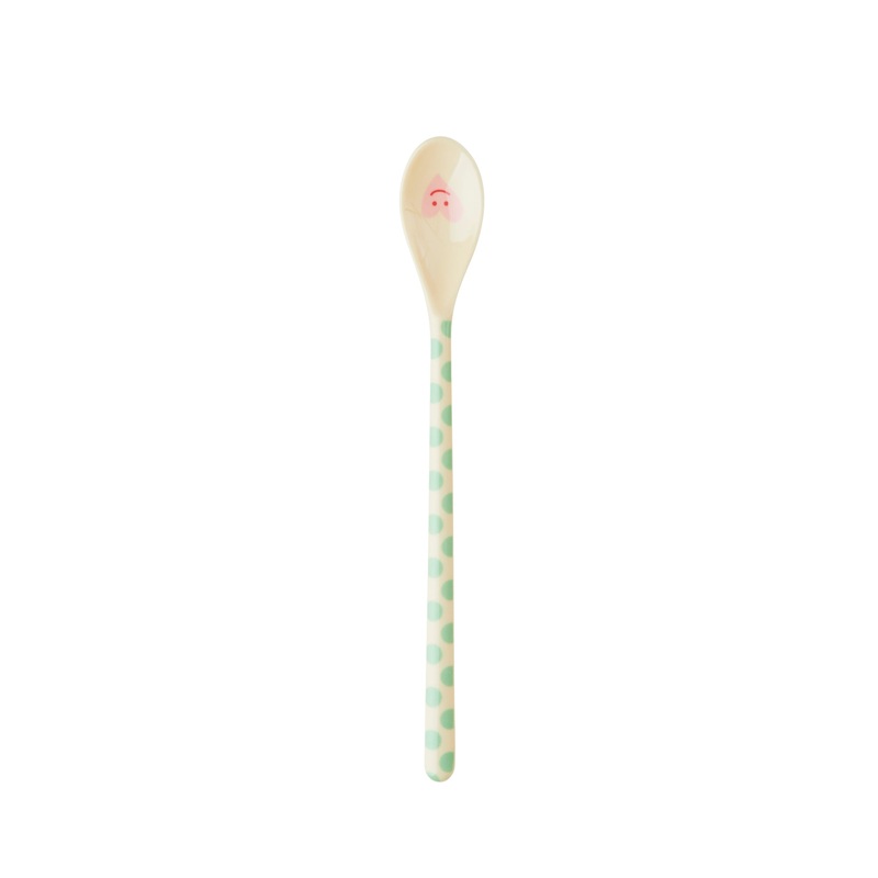 Rice DK Melamine Latte Spoon Cream Green Dot Prints