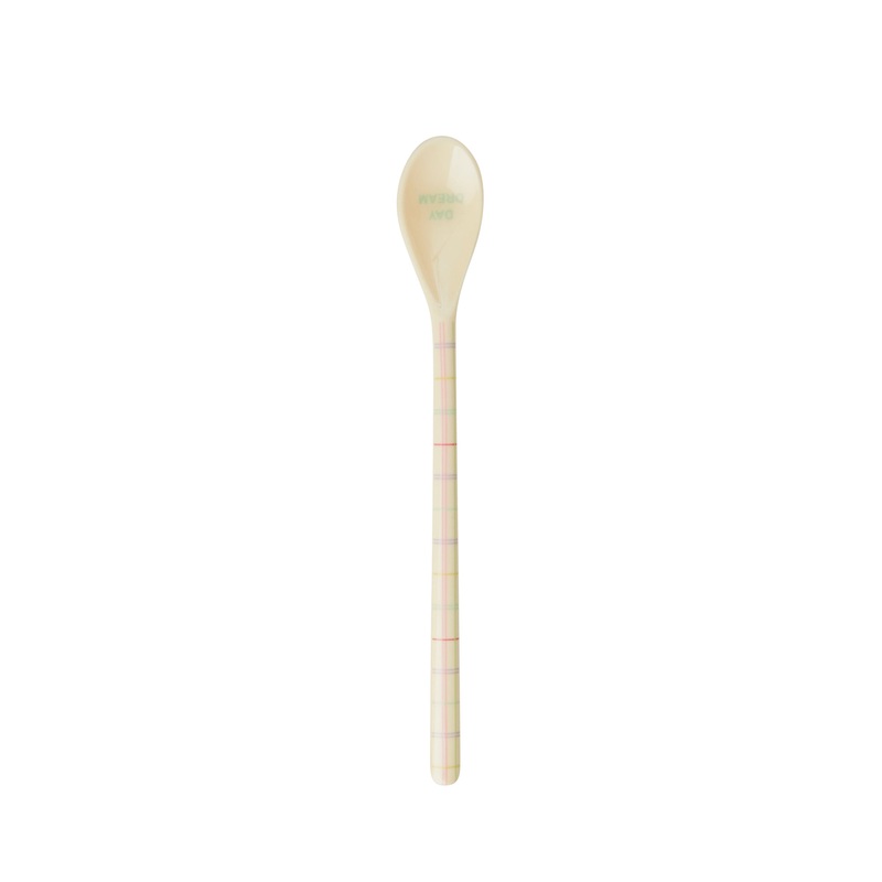 Rice DK Melamine Latte Spoon Cream Multicolored Check Prints
