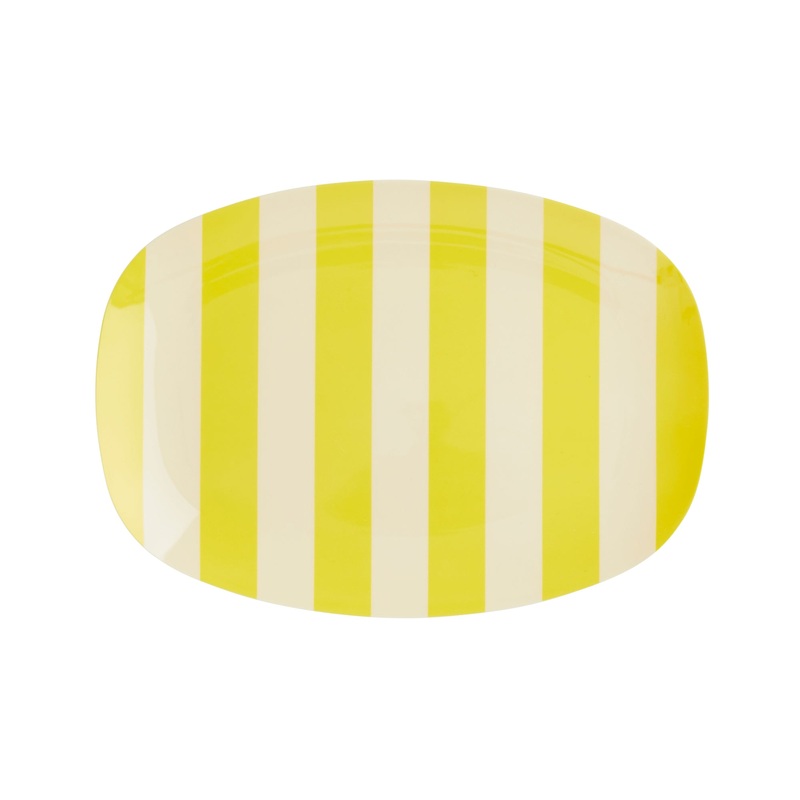 Rice DK Melamine Rectangular Plate with Yellow Stripes Print - Small