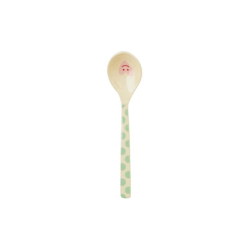 Rice DK Melamine Teaspoon Cream Green Dot Prints