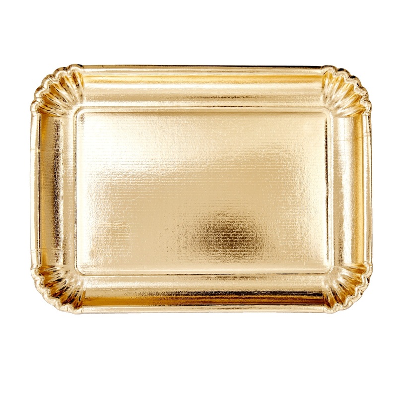 Rice DK Rectangular Paper Serving Dishes in Gold 4pcs - Large