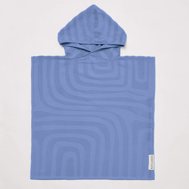 SUNNYLiFE Terry Beach Hooded Towel Surf-Blue 6-9Y