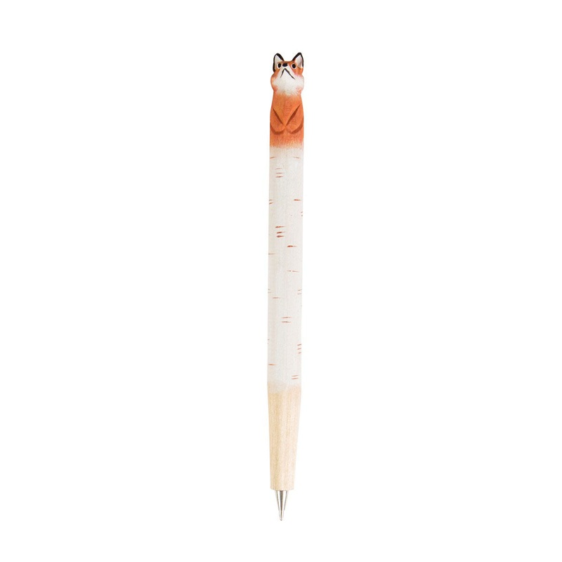 RJB Stone Fox Carved Wood Pen