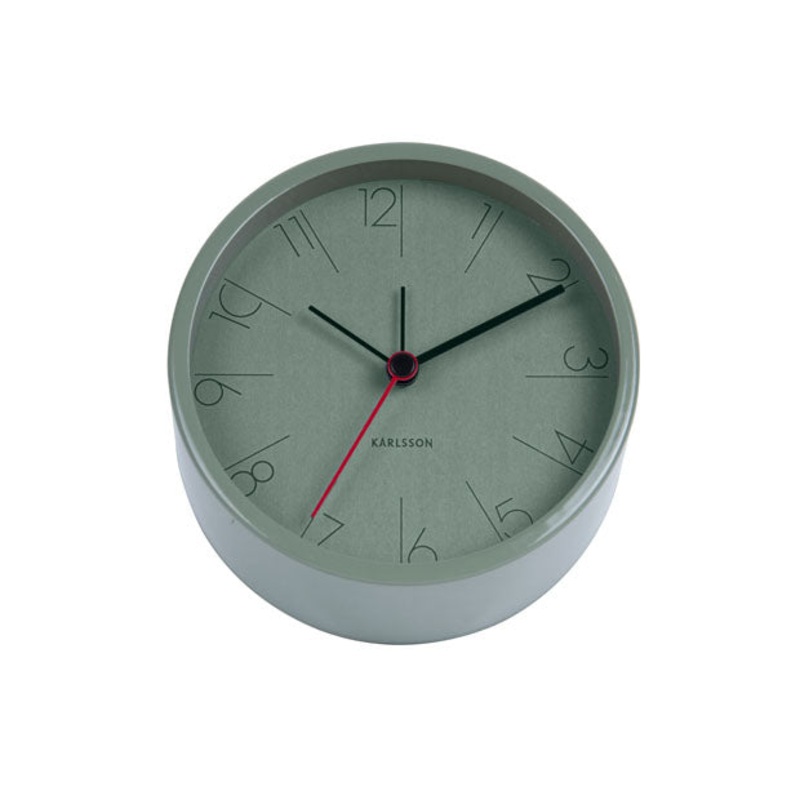 Present Time Alarm Clock Elegant Numbers Steel Jungle Green