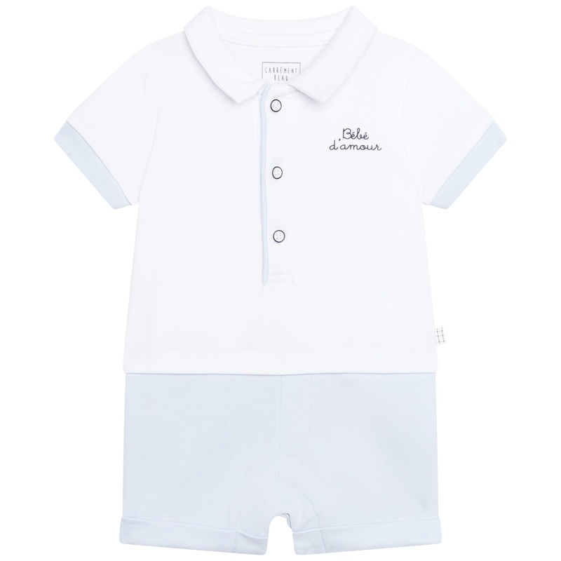 Carrment Beau Ceremony Short All In One Summer Newborn White Pale Blue