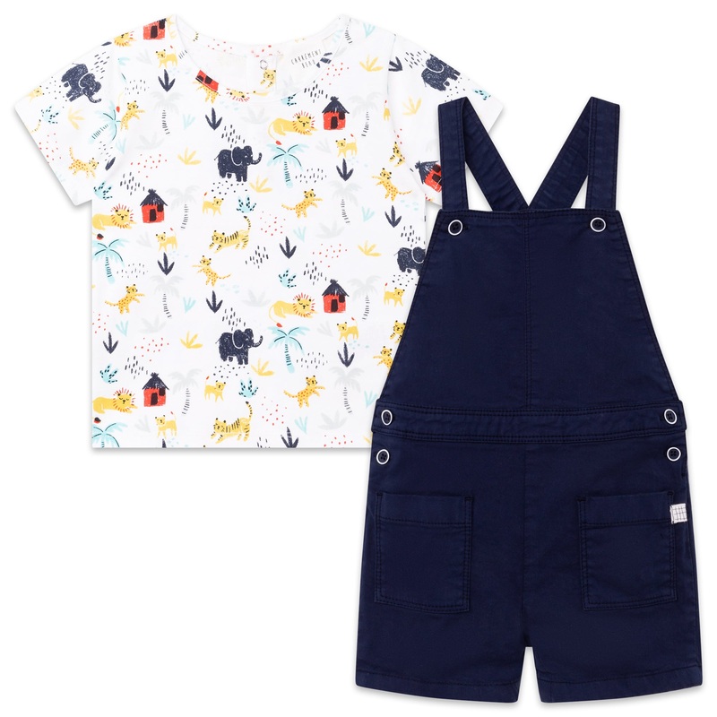 Carrment Beau T Shirt + Dungarees Set Spring 1 Infant White Blue