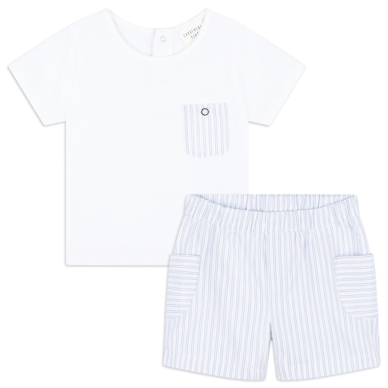 Carrment Beau T Shirt + Shorts Spring 2 Infant White Pale Blue