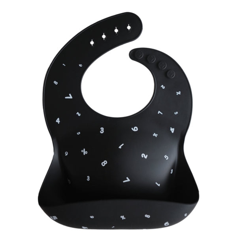 Mushie Silicone Baby Bib Black Numbers