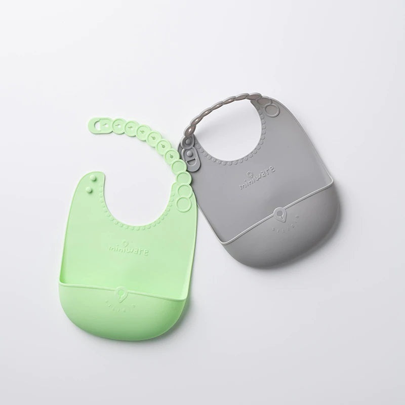 Miniware Silicone Bib Set of 2 Grey + Keylime