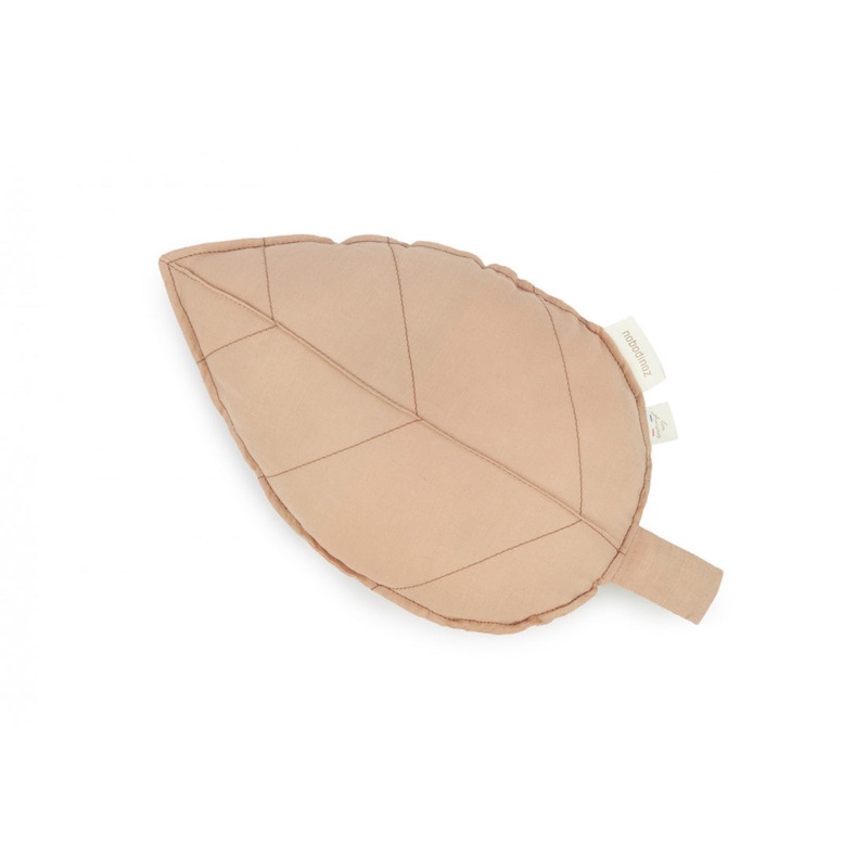 nobodinoz Lin Franais Leaf Cushion Sand