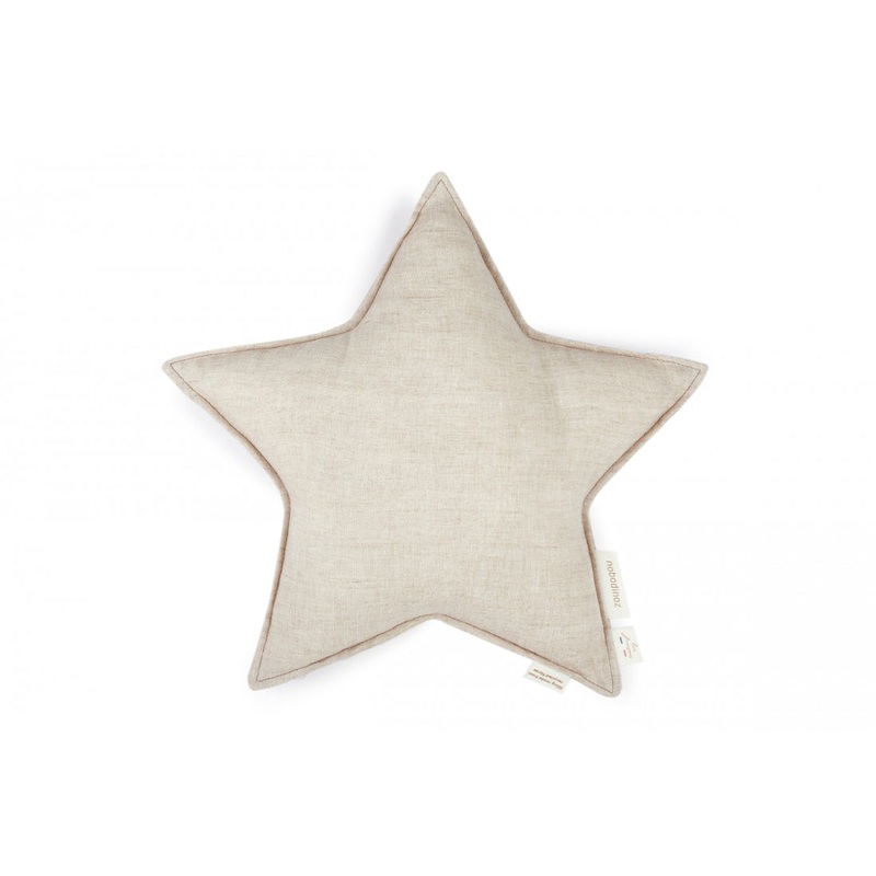 nobodinoz Lin Franais Star Cushion Greige