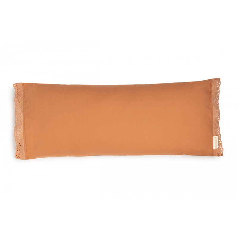 nobodinoz Vera Eyelet Lace Large Cushion Sienna Brown