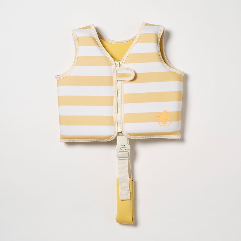 SUNNYLiFE Kids Swim Vest Sid The Seagull Mustard Stripe