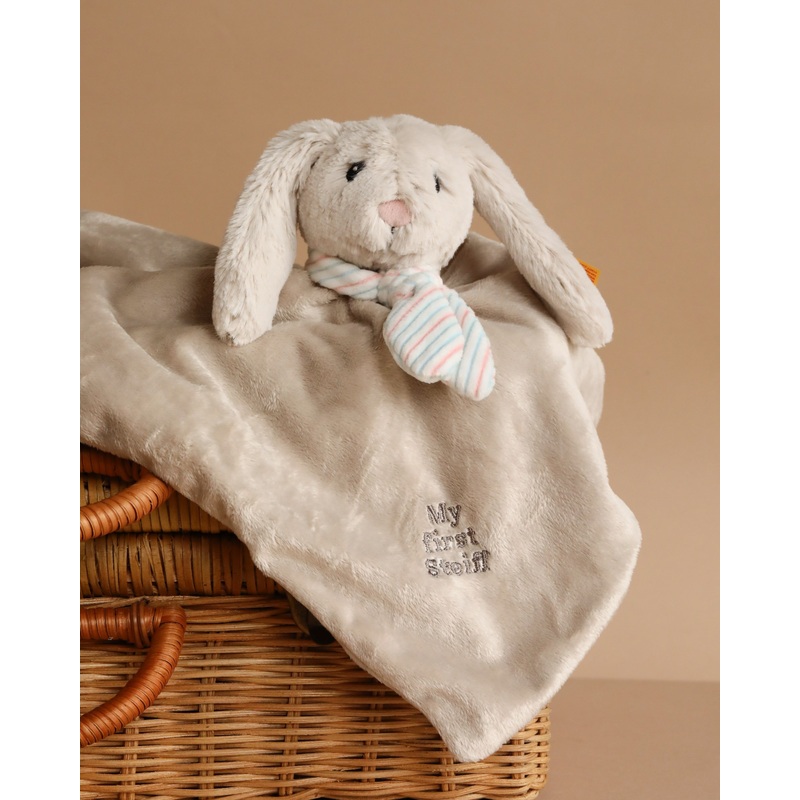 Steiff Hoppie Rabbit Security Blanket Baby Toy, 10 Inches
