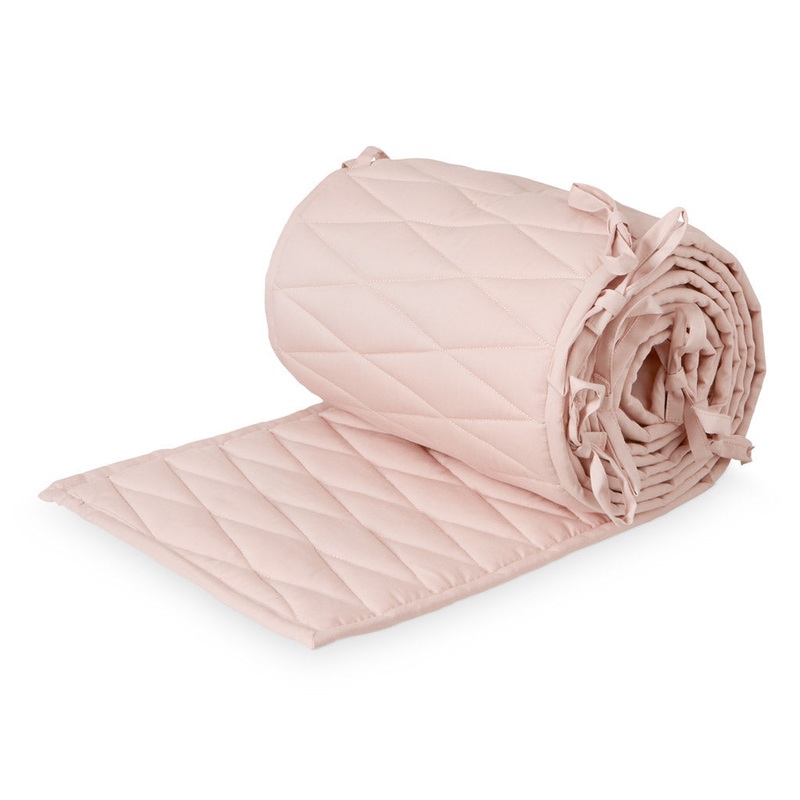 Cam Cam Copenhagen Cot Bumper with Harlequin Embroidery - OCS Blossom Pink