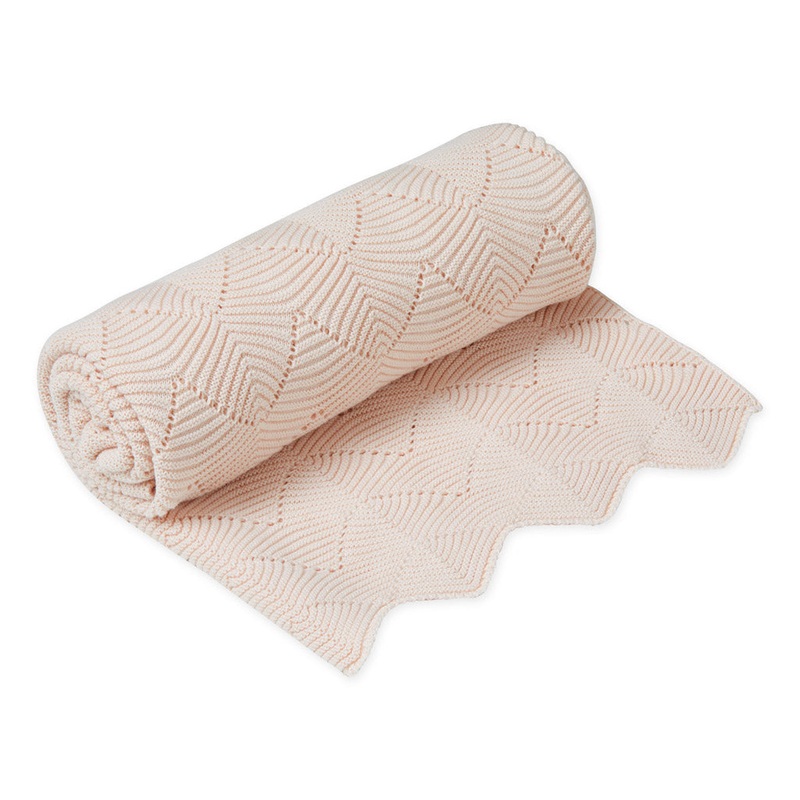 Cam Cam Copenhagen Scallop Knit Throw - GOTS Blossom Pink