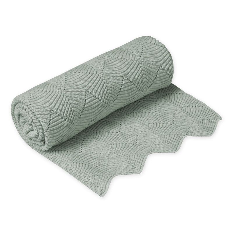 Cam Cam Copenhagen Scallop Knit Throw - GOTS Dusty Green