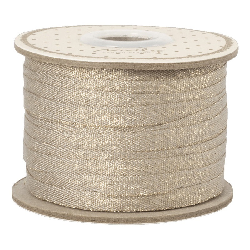 Maileg Ribbon, 25M - Stone/Gold