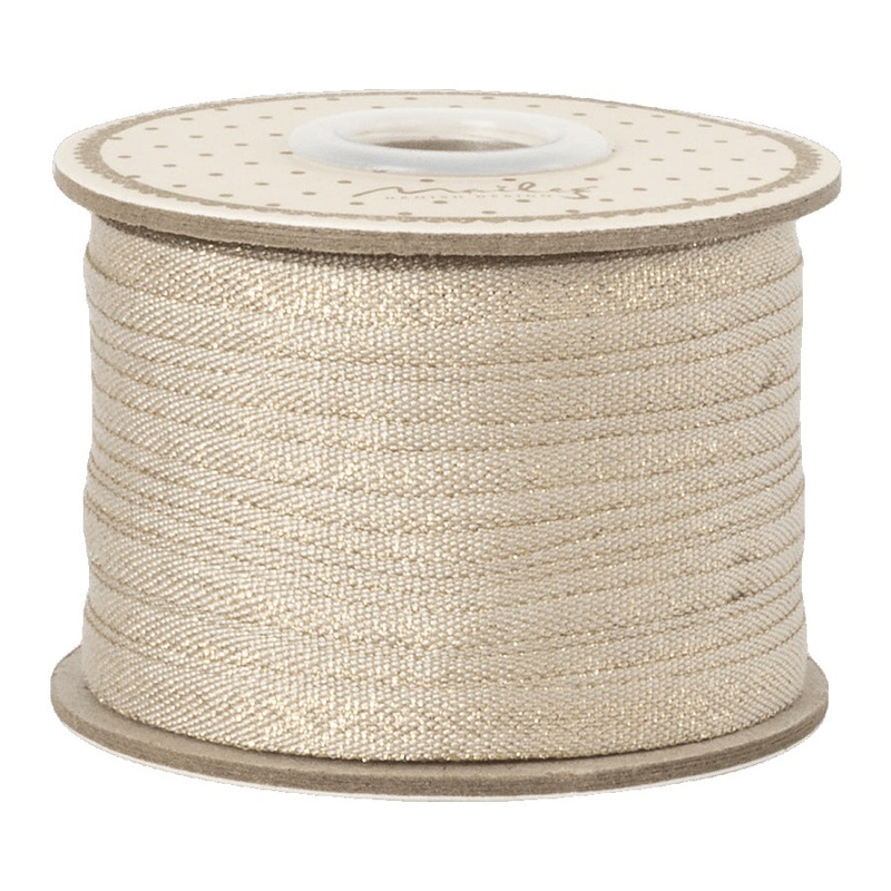 Maileg Ribbon, 25M - Vanilla/Gold