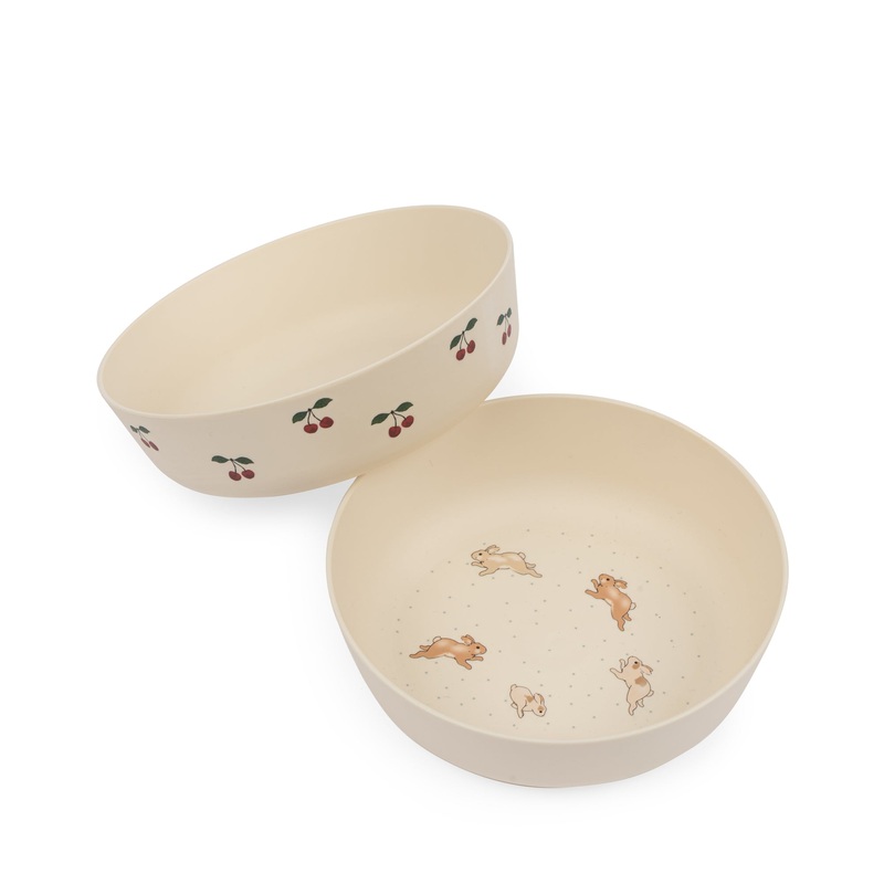 Konges Sljd 2 Pack Bowl - Cherry / Petit Lapin