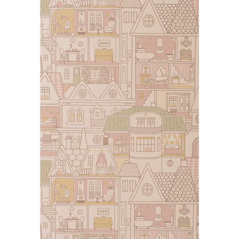 Majvillan Wallpaper Dollhouse Sunny Pink (Pre-Order; Est. Delivery in 2-3 Weeks)