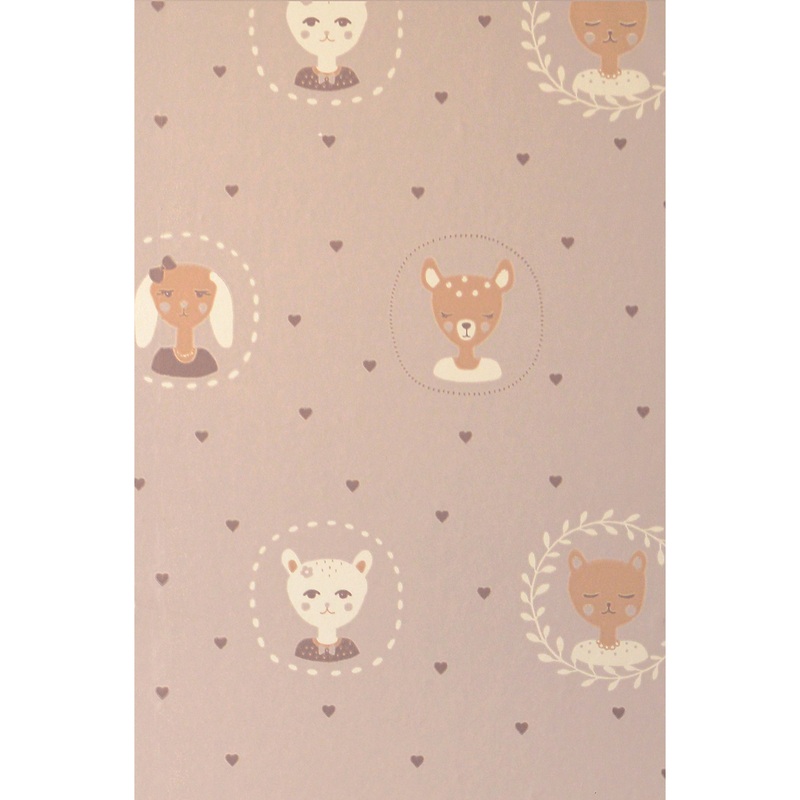 Majvillan Wallpaper Hearts Dusty Warm Lilac (Pre-Order; Est. Delivery in 2-3 Weeks)